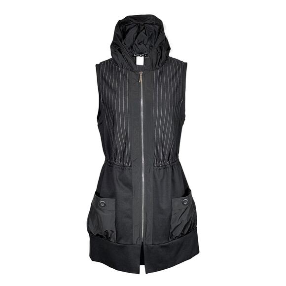 Women's Pinstripe Vest Black by Reina Lee Zipper Size M NWT - Picture 1 of 9